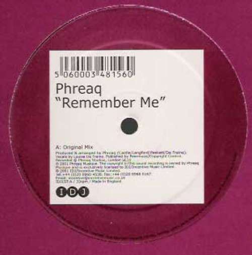 Cover Phreaq - Remember Me (12) Schallplatten Ankauf