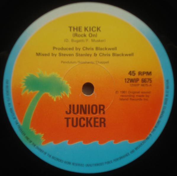 Cover Junior Tucker / Compass Point All Stars - The Kick (Rock On) / Peanut Butter (12, Single) Schallplatten Ankauf