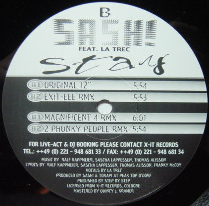 Cover Sash! Feat. La Trec - Stay (12, Maxi) Schallplatten Ankauf