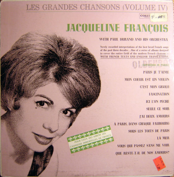 Cover Jacqueline François With Paul Durand And His Orchestra* - Les Grandes Chansons (Volume IV) (LP, Comp, Mono) Schallplatten Ankauf