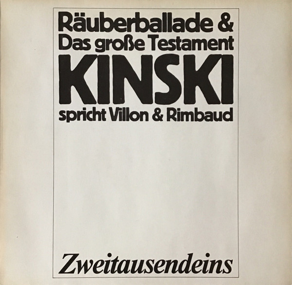 Cover Klaus Kinski - Kinski Spricht Villon Und Rimbaud 3 Räuberballaden & Das Große Testament (LP, Album, RE) Schallplatten Ankauf