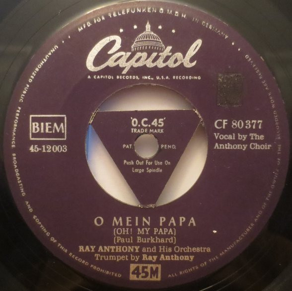 Cover Ray Anthony And His Orchestra* - O Mein Papa / Another Dawn, Another Day (7, Single) Schallplatten Ankauf