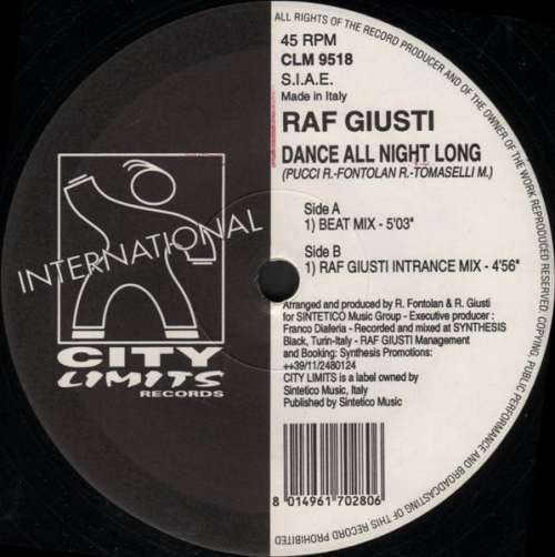 Cover DJ Raf Giusti - Dance All Night Long (12) Schallplatten Ankauf