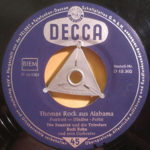 Cover Die Sunnies Und Die Telestars, Rudi Bohn Und Sein Orchester - Thomas Rock Aus Alabama / Oklahoma-Tom (7, Single) Schallplatten Ankauf