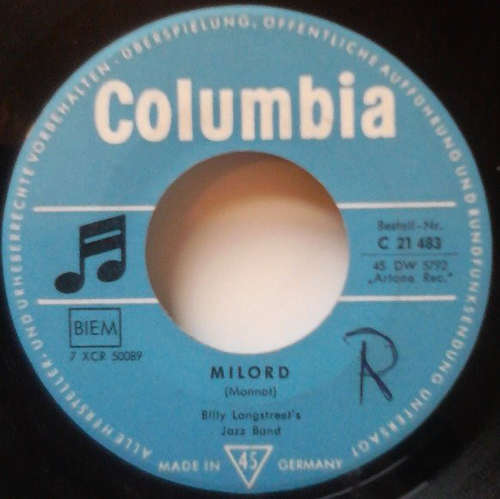 Cover Billy Longstreet's Jazz Band - Milord / Blues March (7, Single) Schallplatten Ankauf