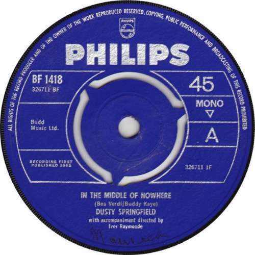 Cover Dusty Springfield - In The Middle Of Nowhere (7, Single, Mono) Schallplatten Ankauf