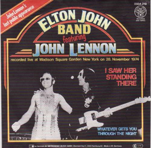 Cover Elton John Band Featuring John Lennon And The Muscle Shoals Horns* - I Saw Her Standing There (7) Schallplatten Ankauf