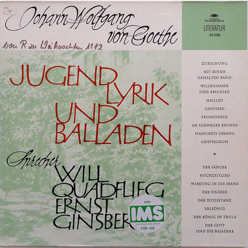 Bild Johann Wolfgang von Goethe - Jugendlyrik Und Balladen (LP, Mono) Schallplatten Ankauf