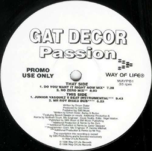 Cover Gat Decor - Passion (12, Promo) Schallplatten Ankauf