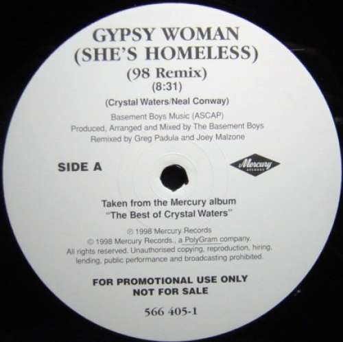 Cover Crystal Waters - Gypsy Woman (She's Homeless) (98 Remix) (12, Promo) Schallplatten Ankauf