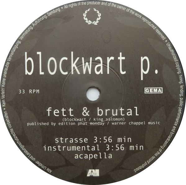 Cover Blockwart P.* - Fett & Brutal / Schwarze Witwe (12) Schallplatten Ankauf