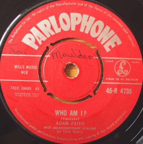 Cover Adam Faith With John Barry & His Orchestra - Who Am I? / This Is It (7, Single) Schallplatten Ankauf