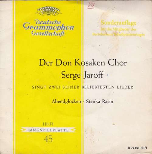 Cover Der Don Kosaken Chor Serge Jaroff* - Singt Zwei Seiner Beliebtesten Lieder - Abendglocken / Stenka Rasin (7, Single, Club) Schallplatten Ankauf