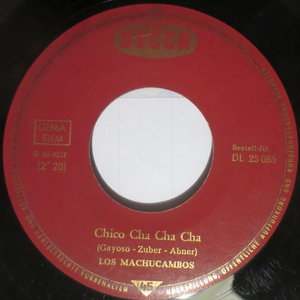 Cover Los Machucambos - Chico Cha Cha Cha / Amor Amor (7, Single) Schallplatten Ankauf