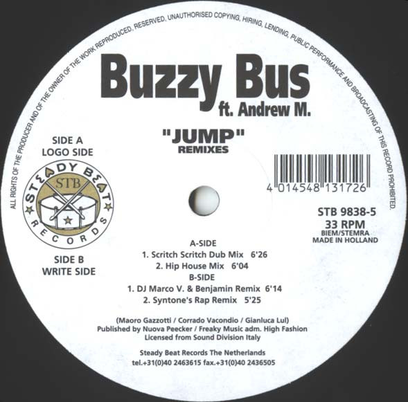 Cover Buzzy Bus ft. Andrew M.* - Jump Remixes (12) Schallplatten Ankauf