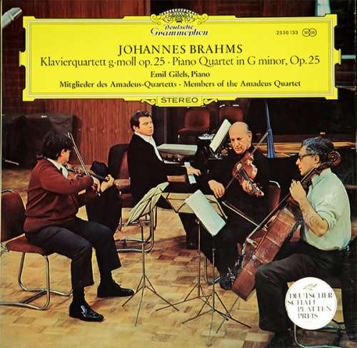 Cover Johannes Brahms - Emil Gilels, Mitglieder Des Amadeus-Quartetts* - Klavierquartett G-moll Op. 25 (LP) Schallplatten Ankauf