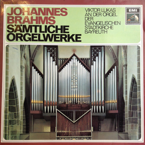 Cover Johannes Brahms, Viktor Lukas - Sämtliche Orgelwerke (Viktor Lukas An Der Orgel Der Evangelischen Stadtkirche Bayreuth) (LP) Schallplatten Ankauf