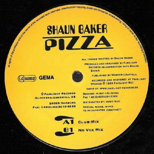 Cover Shaun Baker - Pizza (12) Schallplatten Ankauf