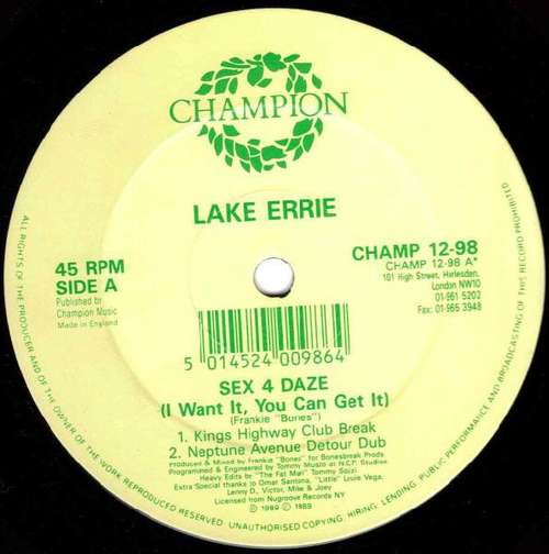 Cover Lake Errie* - Sex 4 Daze (I Want It, You Can Get It) (12) Schallplatten Ankauf