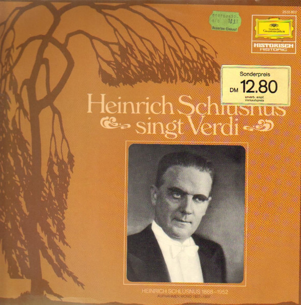 Bild Heinrich Schlusnus, Giuseppe Verdi - Heinrich Schlusnus Singt Verdi (LP, Mono) Schallplatten Ankauf