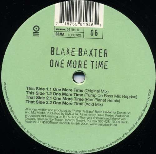 Cover Blake Baxter - One More Time (Archiv #06) (12) Schallplatten Ankauf