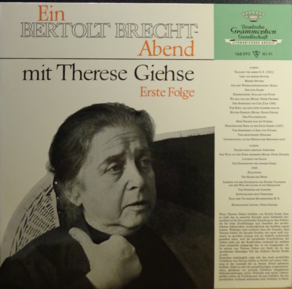 Cover Therese Giehse - Ein Bertolt Brecht-Abend Mit Therese Giehse - Erste Folge (LP) Schallplatten Ankauf