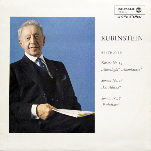 Cover Beethoven*, Rubinstein* - Sonata No. 14 Moonlight-Mondschein, Sonata No. 26 Les Adieux, Sonata No. 8 Pathétique (LP) Schallplatten Ankauf