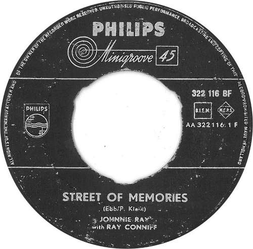 Cover Johnnie Ray With Ray Conniff - Street Of Memories  (7, Single) Schallplatten Ankauf
