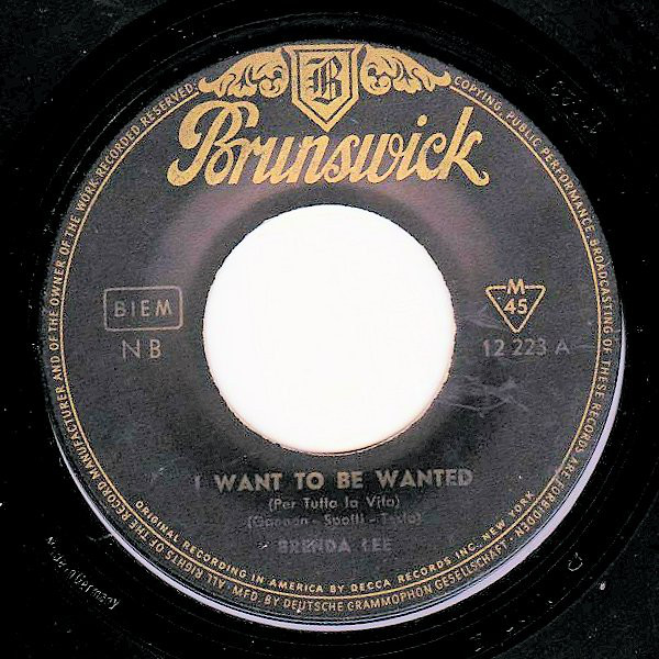 Cover Brenda Lee - I Want To Be Wanted (7, Single) Schallplatten Ankauf