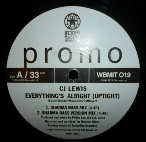 Cover CJ Lewis - Everything's Alright (Uptight) / Human Nature (12, Promo) Schallplatten Ankauf