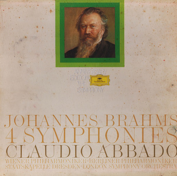 Cover Johannes Brahms – Claudio Abbado, Wiener Philharmoniker / Berliner Philharmoniker / Staatskapelle Dresden / London Symphony Orchestra* - 4 Symphonies (4xLP + Box) Schallplatten Ankauf
