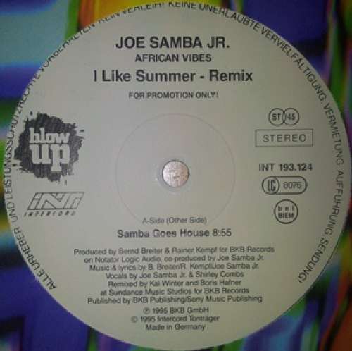 Bild Joe Samba Jr. - I Like Summer (12, S/Sided, Promo) Schallplatten Ankauf