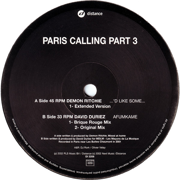 Cover Demon Ritchie / David Duriez - Paris Calling Part 3 (12) Schallplatten Ankauf