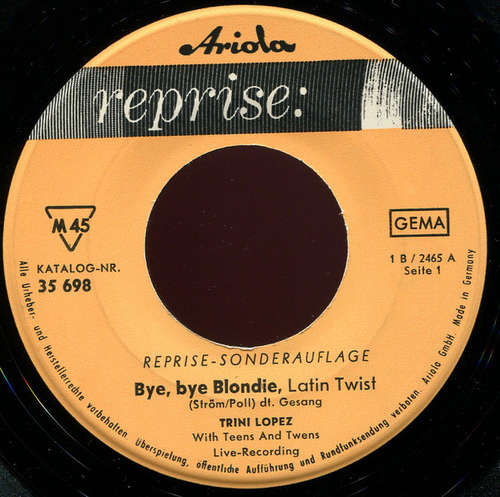 Cover Trini Lopez -  Bye Bye Blondie (7, Single) Schallplatten Ankauf