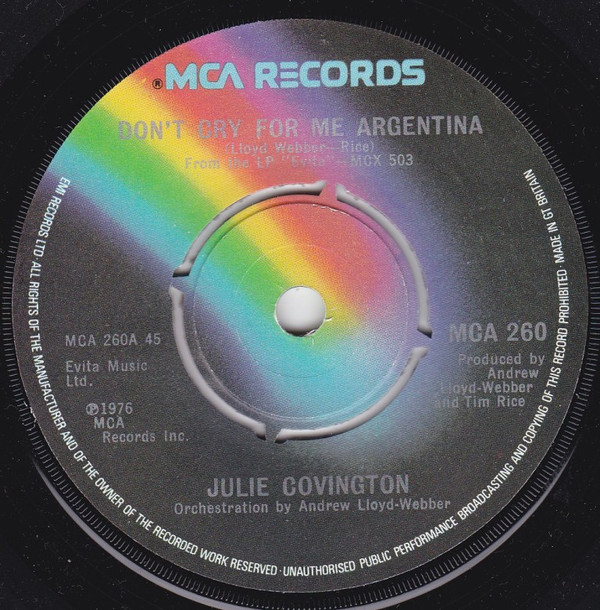 Bild Julie Covington - Don't Cry For Me Argentina (7, Single, Pus) Schallplatten Ankauf