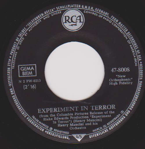 Cover Henry Mancini - Experiment In Terror (7, Single) Schallplatten Ankauf