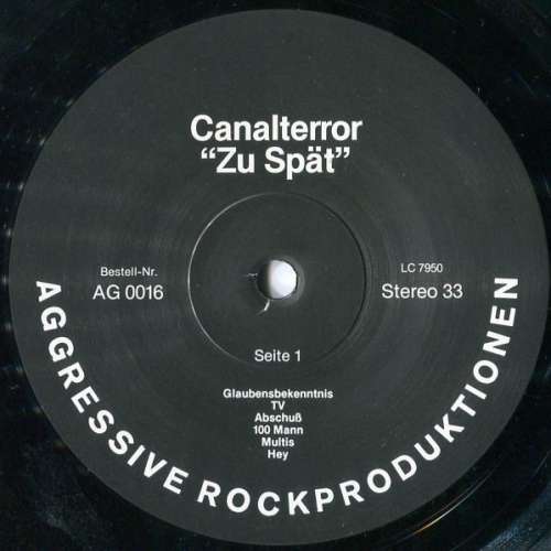 Cover Canal Terror - Zu Spät (LP, Album, RE) Schallplatten Ankauf