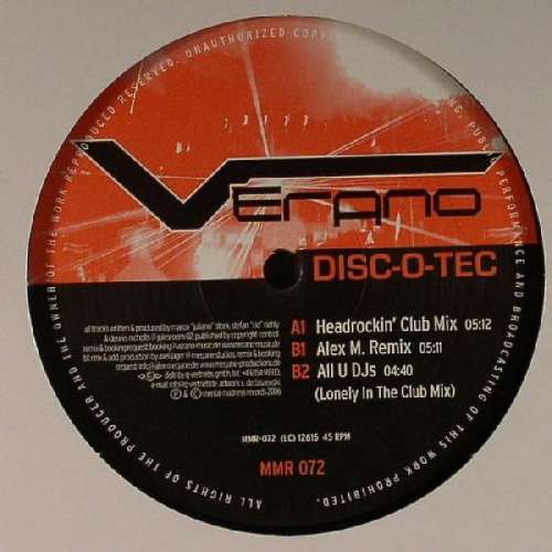 Cover Verano - Disc-O-Tec (12) Schallplatten Ankauf