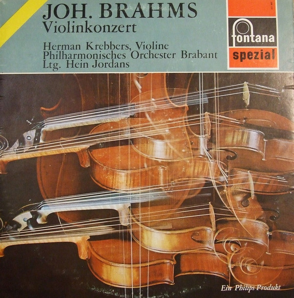 Cover Brahms* - Hein Jordans, Philharmonisches Orchester Brabant*, Herman Krebbers - Violinkonzert (LP, Album, Mono) Schallplatten Ankauf