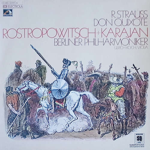 Cover R. Strauss* – Rostropowitsch*, Karajan*, Berliner Philharmoniker, Ulrich Koch, Viola* - Don Quixote (LP, Quad) Schallplatten Ankauf