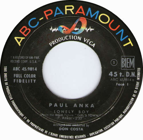 Cover Paul Anka - Lonely Boy / Your Love (7, Single) Schallplatten Ankauf