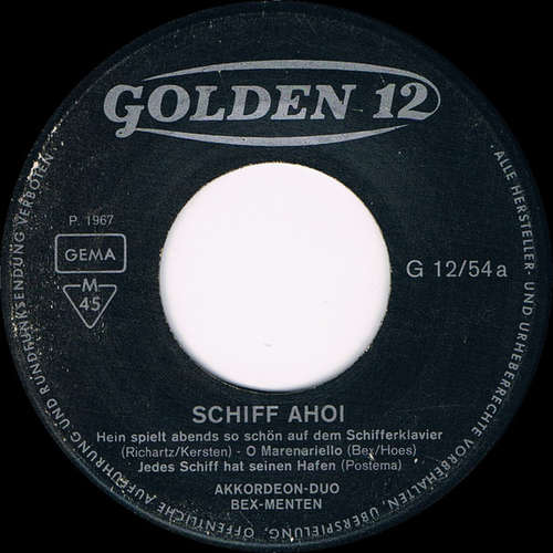 Cover Akkordeon-Duo Bex-Menten - Schiff Ahoi (7, Mono) Schallplatten Ankauf