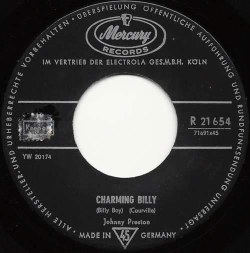 Cover Johnny Preston - Charming Billy  (7, Mono) Schallplatten Ankauf
