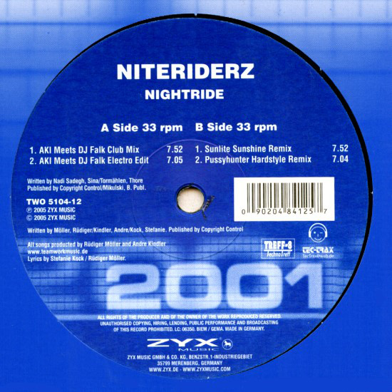 Cover Niteriderz - Nightride (12) Schallplatten Ankauf