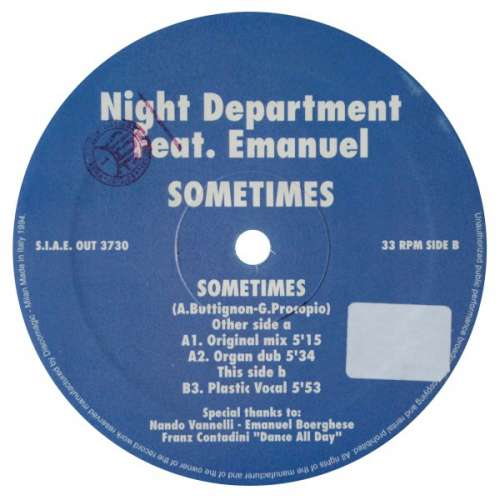 Cover Night Department Feat.  Emanuel - Sometimes (2x12) Schallplatten Ankauf