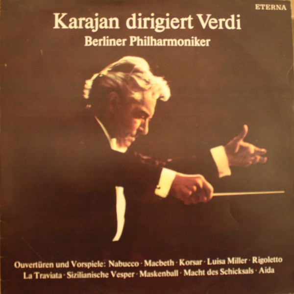 Cover Herbert von Karajan Dirigiert Verdi* - Berliner Philharmoniker - Karajan Dirigiert Verdi (Ouvertüren Und Vorspiele) (LP) Schallplatten Ankauf