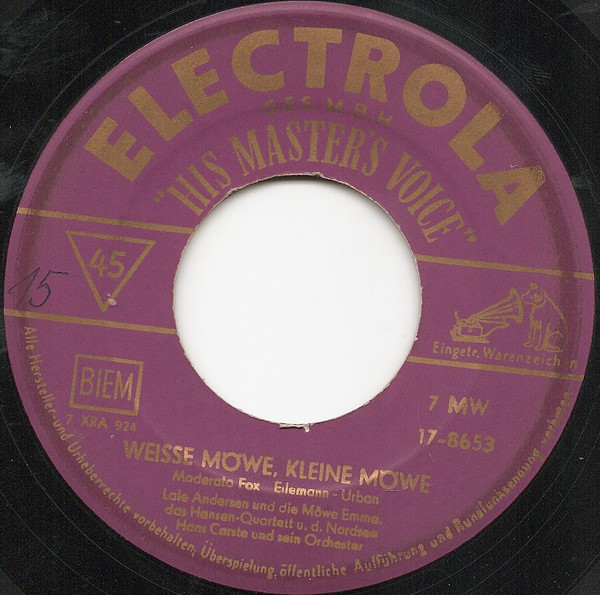 Cover Lale Andersen - Weisse Möwe, Kleine Möwe (7, Single, Mono) Schallplatten Ankauf