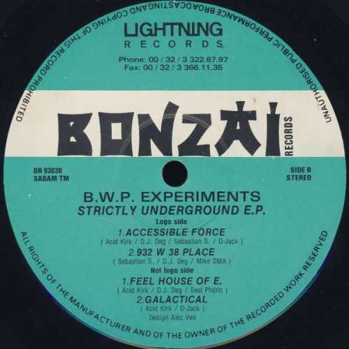 Cover B.W.P. Experiments - Strictly Underground E.P. (12, EP) Schallplatten Ankauf