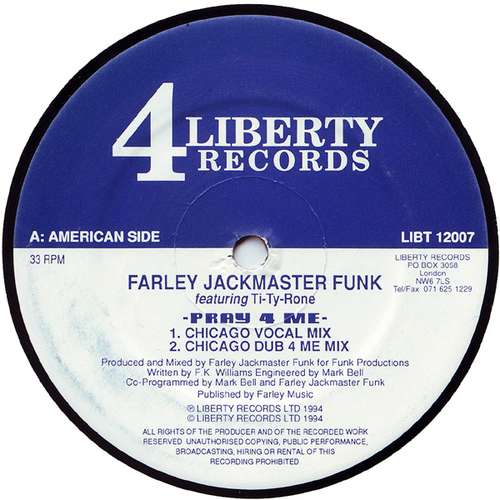 Cover Farley Jackmaster Funk Featuring Ti-Ty-Rone - Pray 4 Me (12) Schallplatten Ankauf