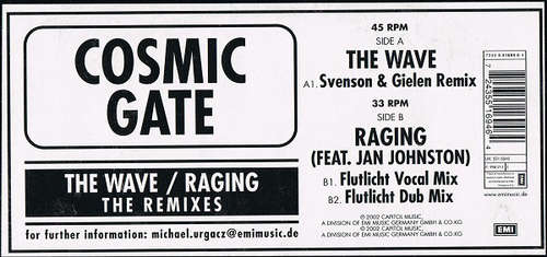 Cover Cosmic Gate - The Wave / Raging (The Remixes) (12) Schallplatten Ankauf